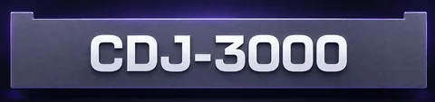 Deckname para CDJ-3000: pieza oscura, texto blanco en relieve y luz violeta